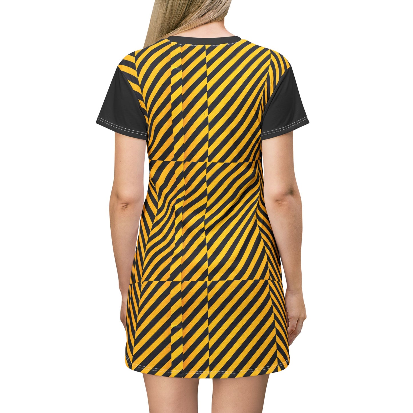 caution All Over Print T-Shirt Dress