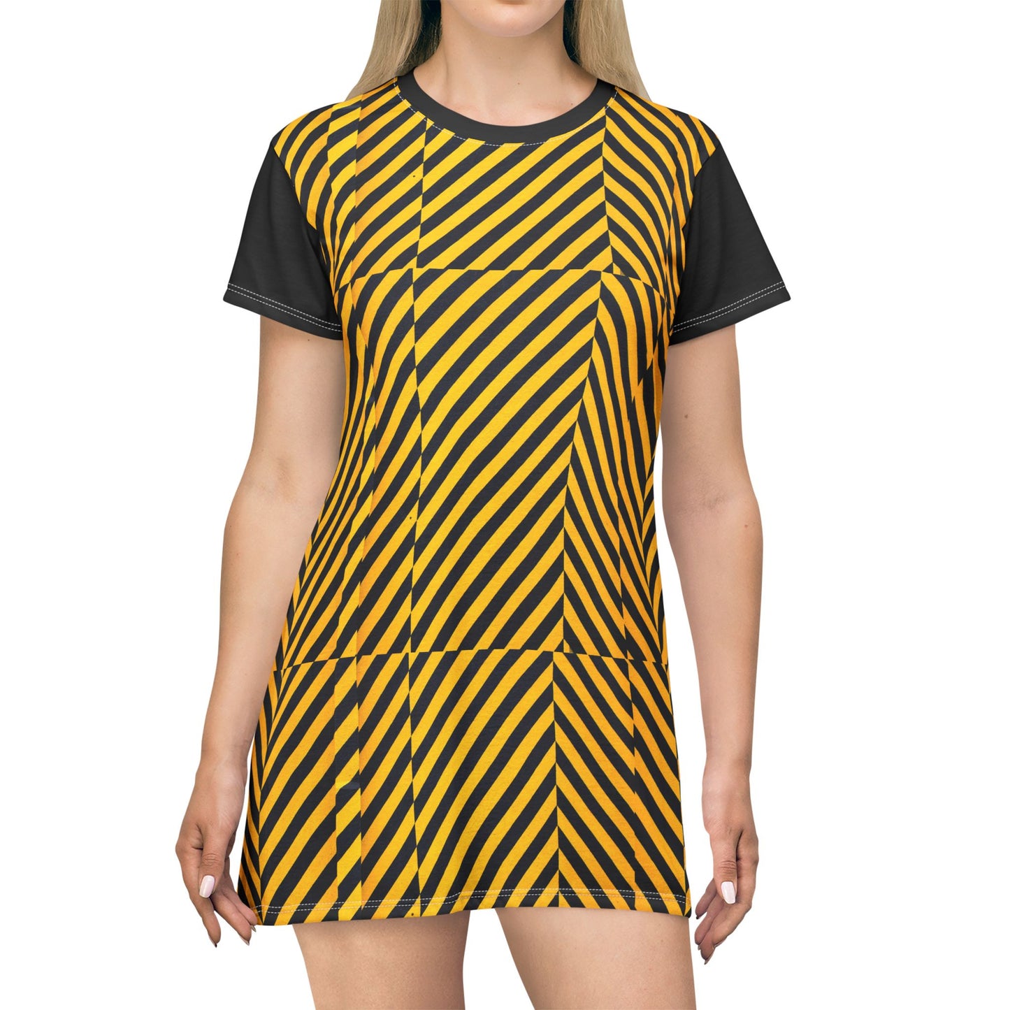 caution All Over Print T-Shirt Dress