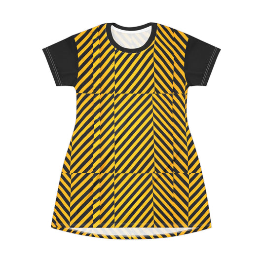 caution All Over Print T-Shirt Dress
